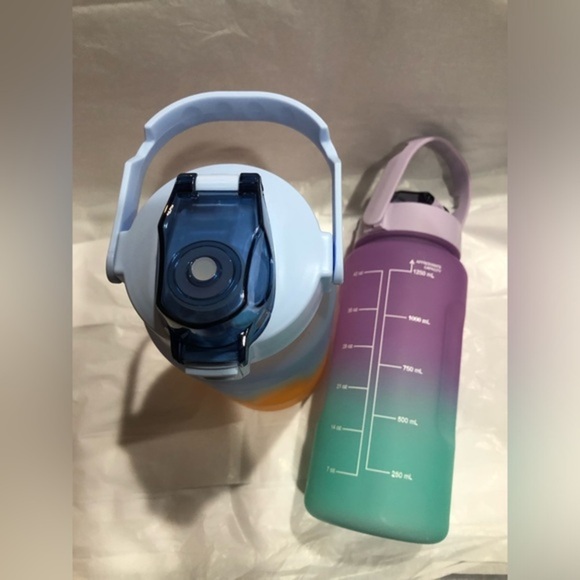 Green purple ombre motivational words time to drink reusable sports water bottle - Picture 1 of 11